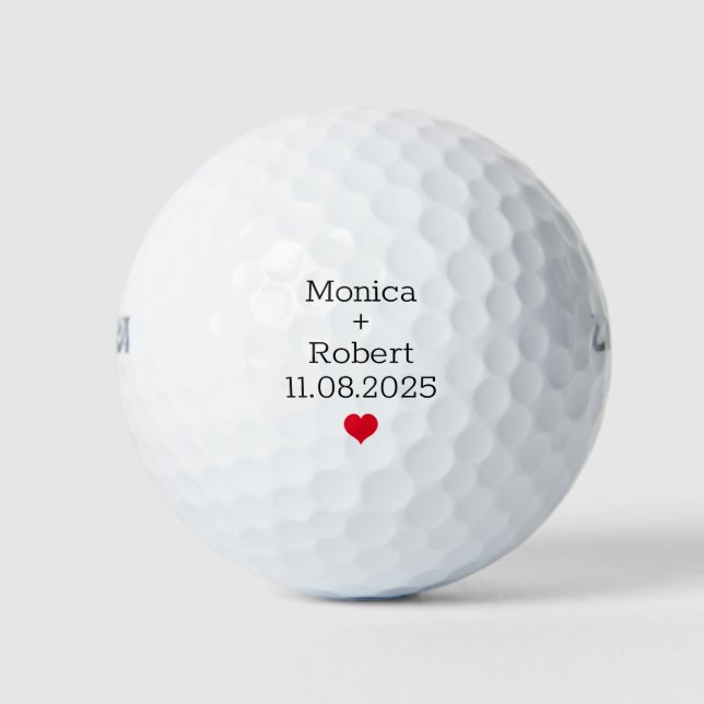 Balles De Golf Script Mariage du nom de la mariée et du golfeur d (Devant)