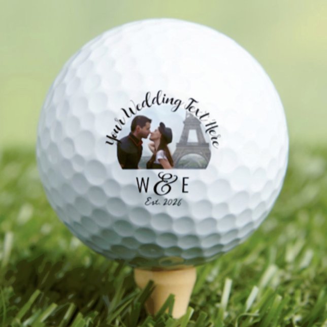Balles De Golf Script Personnalisé Texte Golf Ball Wedding Favori (Custom Monogram Photo Calligraphy Script Text Golf Ball Wedding Favors)