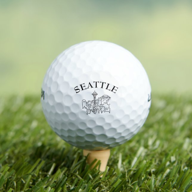 Balles De Golf Seattle Skyline Pacific Northwest Minimal Outline (T-shirt Insitu)