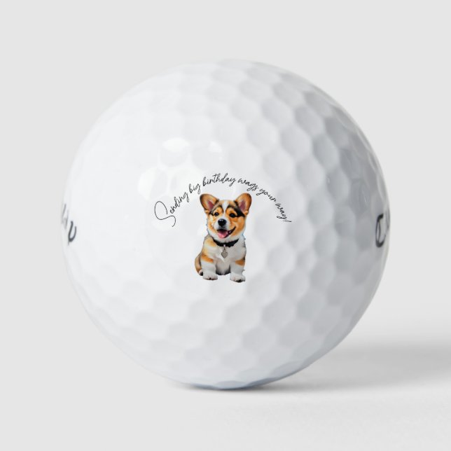 Balles De Golf 'Sending Big Birthday Wags Your Way!' Gift  (Devant)