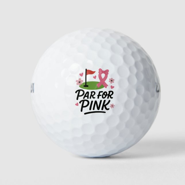 Balles De Golf Sensibilisation au cancer du sein avec ruban rose  (Devant)