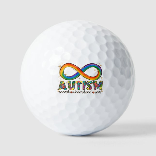 Balles De Golf Sensibilisation sur l'autisme Accepter, Amour, Com (Recto)