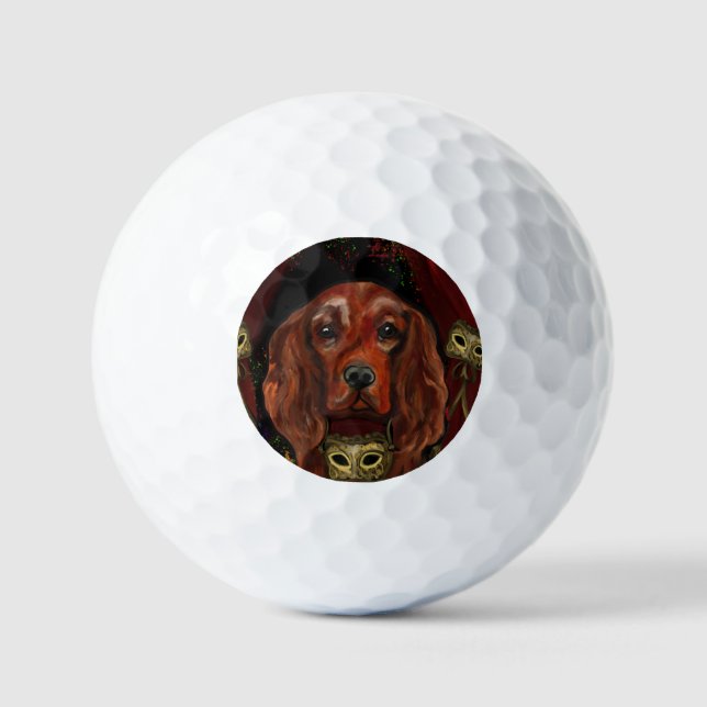 Balles De Golf Setter Rouge Irlandais Carte Postale (Recto)