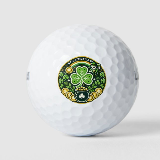Balles De Golf Shamrock de la Saint-Patrick et Pot d'or (Devant)