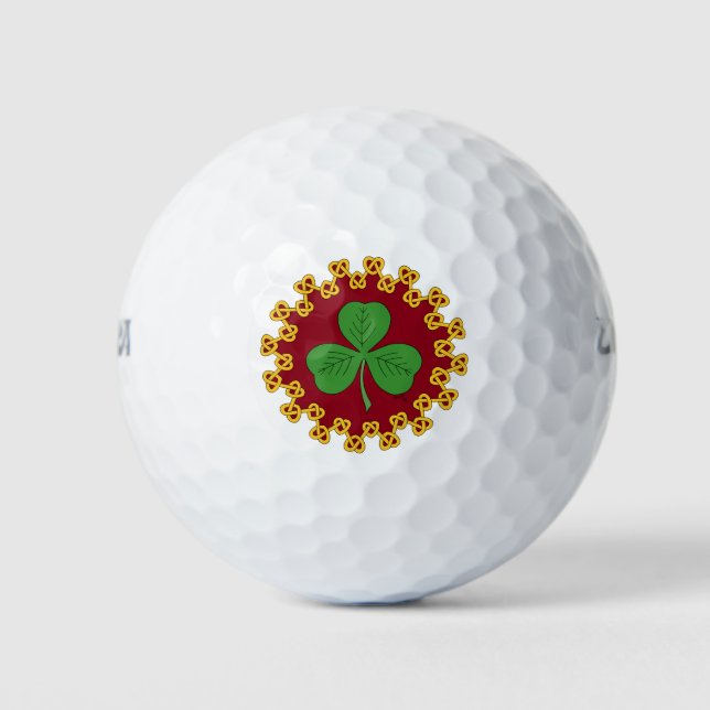 Balles De Golf Shamrock et nouage sur rouge (Devant)