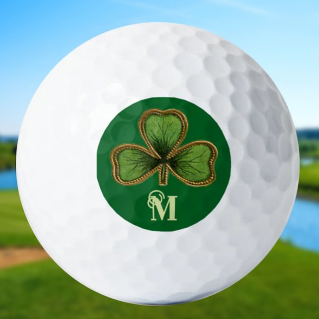 Balles De Golf Shamrock irlandais et Monogramme de la Saint Patri (Créateur téléchargé)