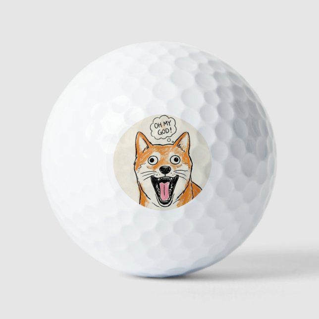 Balles De Golf Shocked Shiba Inu "OH MY GOD" (Recto)