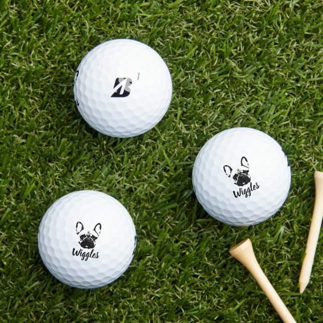 Balles De Golf Signature de nom personnalisé pour Buldog en franç (Herbe in situ)
