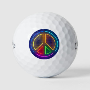 Balles De Golf Signe de paix néon multicolore symbole