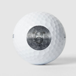 Balles De Golf Signe du Taureau en style argenté grunge en détres