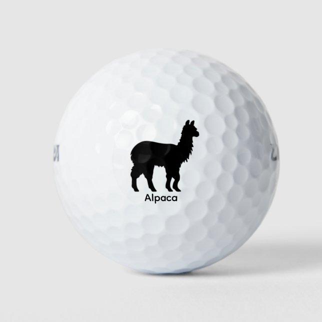 Balles De Golf Silhouette d'alpaca - Animal noir (Devant)