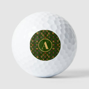 Balles De Golf Silhouette d'animal Thanksgiving Monogramme vert