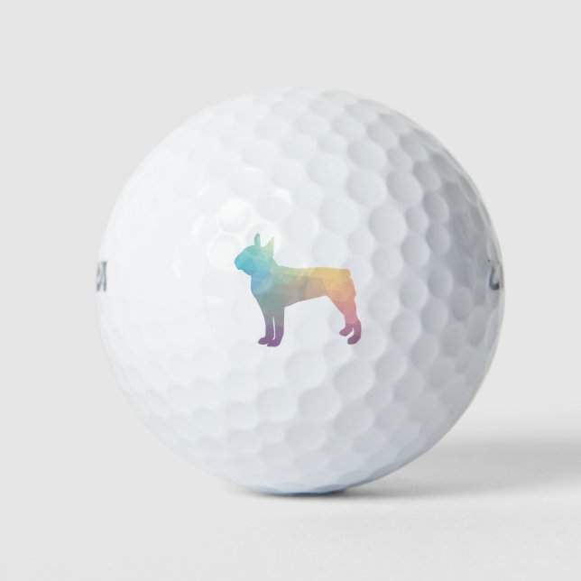 Balles De Golf Silhouette de Boston Terrier Pastel (Devant)