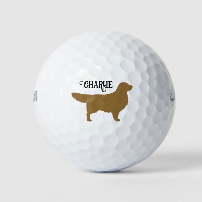 Balles De Golf Silhouette de l'outil Golden Retriever avec nom pe (Devant)