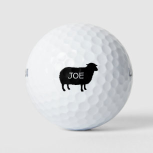 Balles De Golf Silhouette de mouton noir avec texte personnalisé