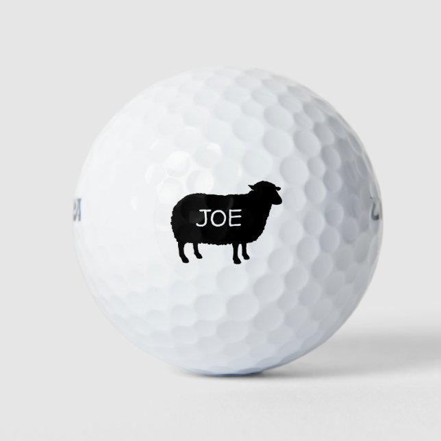 Balles De Golf Silhouette de mouton noir avec texte personnalisé (Devant)