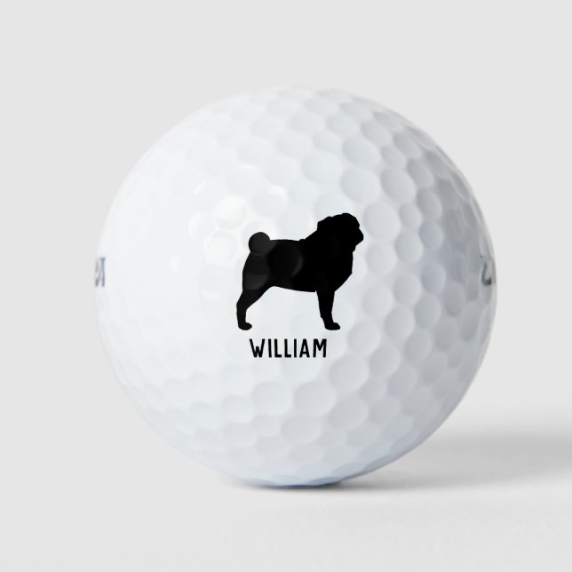 Balles De Golf Silhouette de Pug (Devant)