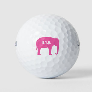 Balles De Golf Silhouette d'éléphant rose avec le texte fait sur