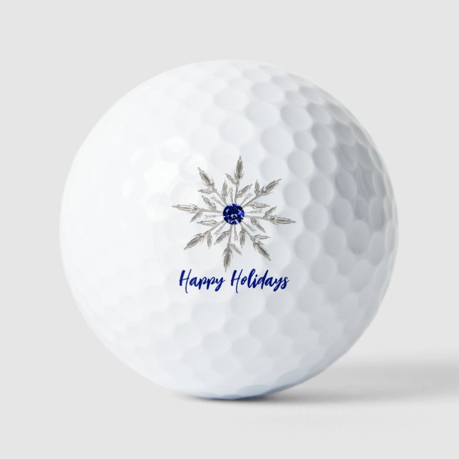 Balles De Golf Silver Royal Blue Crystal Snowflake Joyeuses vacan (Recto)