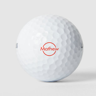 Balles De Golf simple cercle rouge ajouter votre nom lettre texte