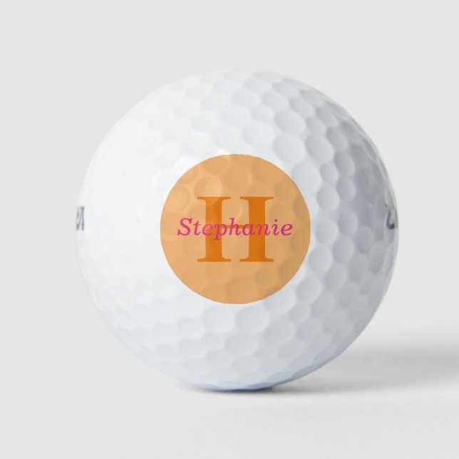 Balles De Golf Simple Elegant rose Orange Monogramme Nom Modern G (Devant)
