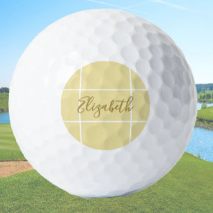 Balles De Golf Simple jaune minimaliste nom personnalisé dames