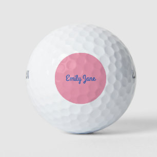 Balles De Golf Simple Mignon Bleu et Rose Personnalisé