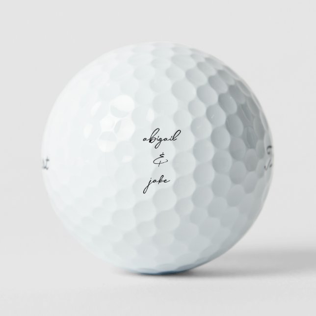 Balles De Golf Simple moderne Script Couple Black Names (Recto)
