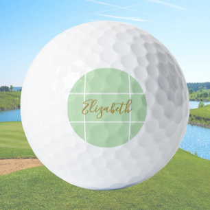 Balles De Golf Simple personnalisé nom dames vert clair minimalis