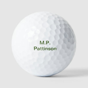 Balles De Golf Simple vert minimal ajouter votre nom de texte pho