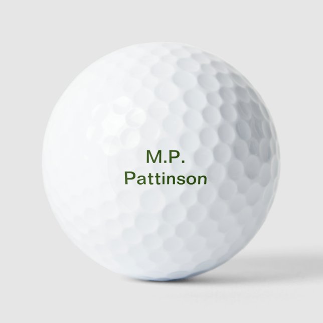 Balles De Golf Simple vert minimal ajouter votre nom de texte pho (Recto)