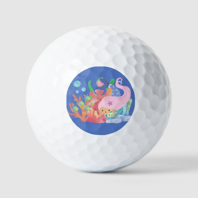 BALLES DE GOLF SIRÈNE AUX CHEVEUX ROSES  (Recto)