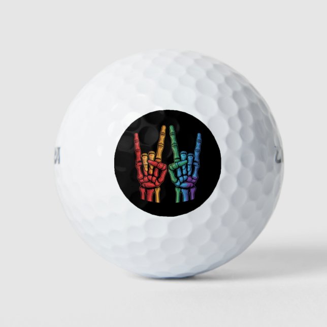 Balles De Golf Skeleton Rock Main LGBTQ Rainbow Gay pride (Devant)