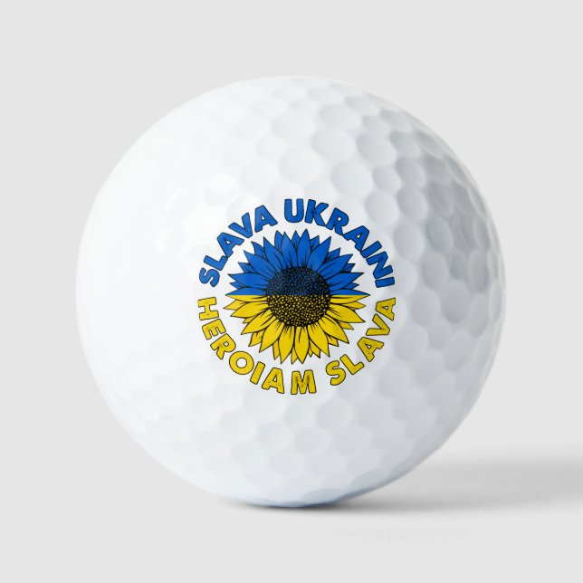 Balles De Golf Slava Ukraini Heroiam tournesol de slave drapeau U (Recto)