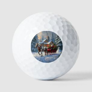 Balles De Golf Sleigh Père Noël à cheval de Noël