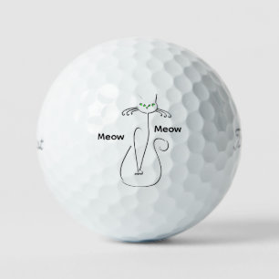 Balles De Golf Slinky Black Cat Meow Meow Texte Personnalisé Yeux