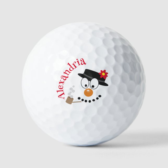 Balles De Golf Snowman Funny Visage mignonne nouveauté Noël (Recto)