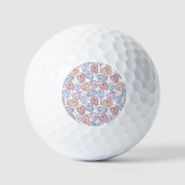 Balles De Golf Soft Hearts : Continuous Line Valentine's (Recto)