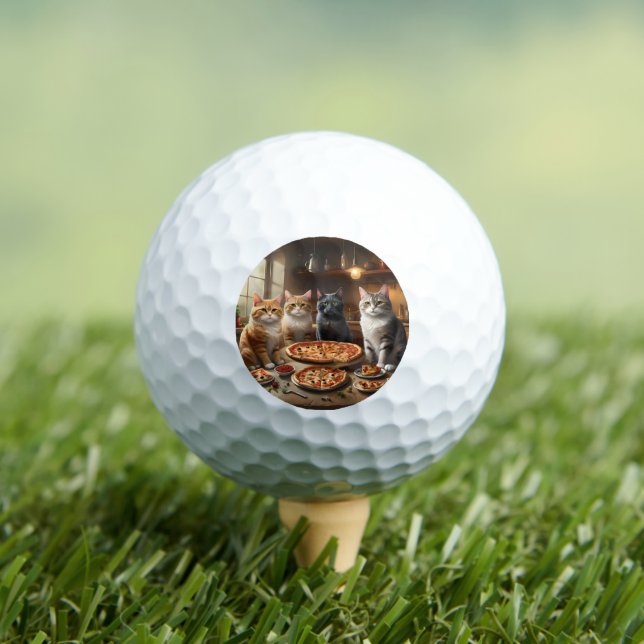 Balles De Golf Soirée Pizza Chat, (T-shirt Insitu)