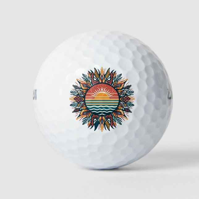 Balles De Golf Soleil d'été tribal (Devant)