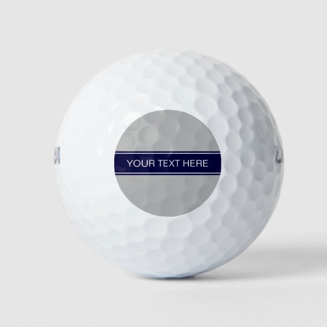 Balles De Golf Solid Gray Navy Blue Ribbon (Devant)