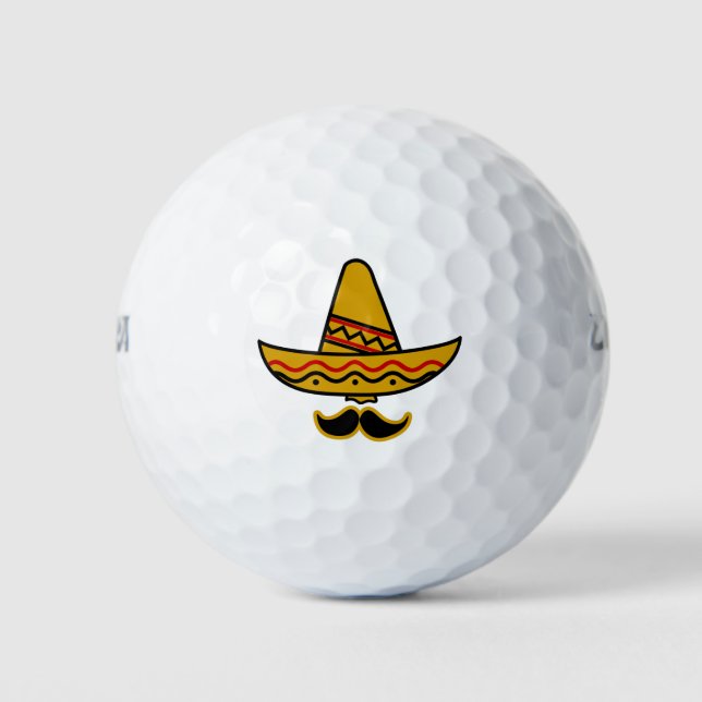 Balles De Golf Sombrero et Moustache (Devant)