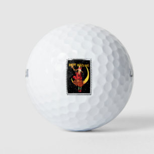 Balles De Golf Sorcière de Halloween nostalgique et son chat