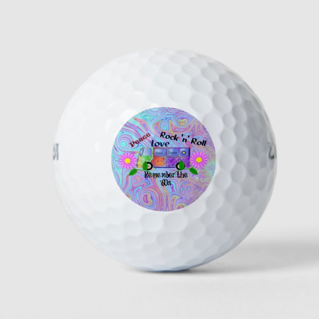 Balles De Golf Souvenez-vous des années 60, design psychédélique, (Devant)