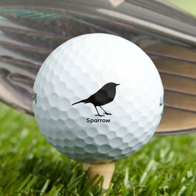 Balles De Golf Sparrow Silhouette - Black Animal (Créateur téléchargé)