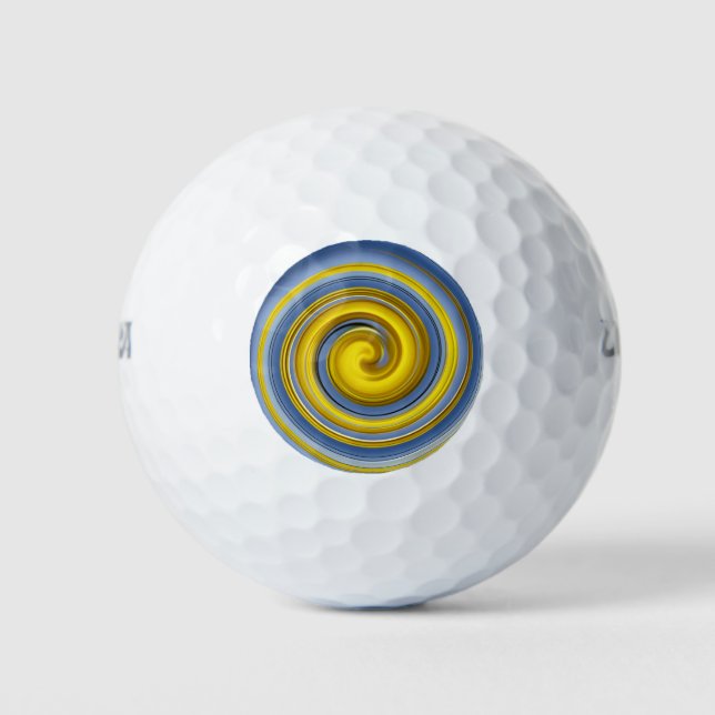 Balles De Golf spirale jaune et bleue cool (Devant)