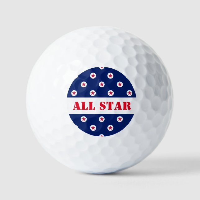 Balles De Golf Sports All Star Golf Rouge Blanc Bleu Patriotique (Recto)
