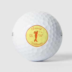 Balles De Golf Sports Golfer Homme Orange Silhouette Golf Balls