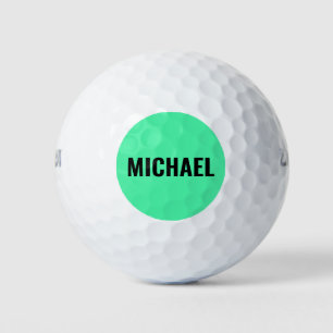 Balles De Golf Sporty Bright Green Modern Nom personnalisé