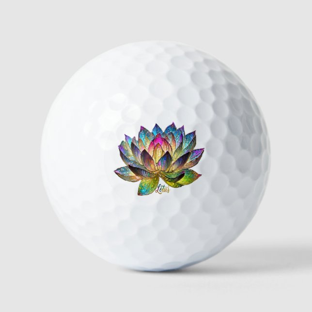 Balles De Golf Stained Glass Colorful Lotus Flower  (Recto)